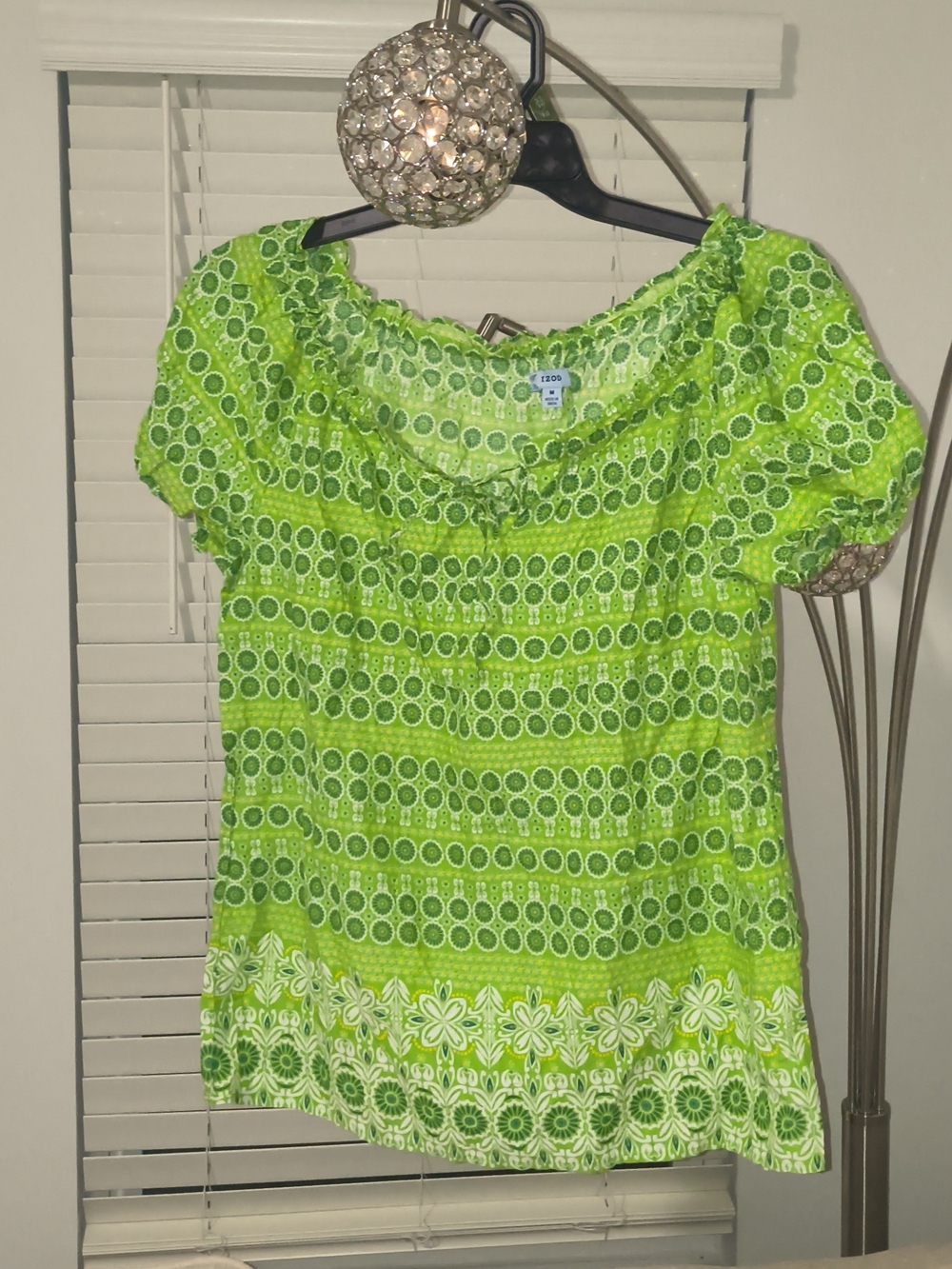 Izod Green Floral Peasant Top - Unbranded